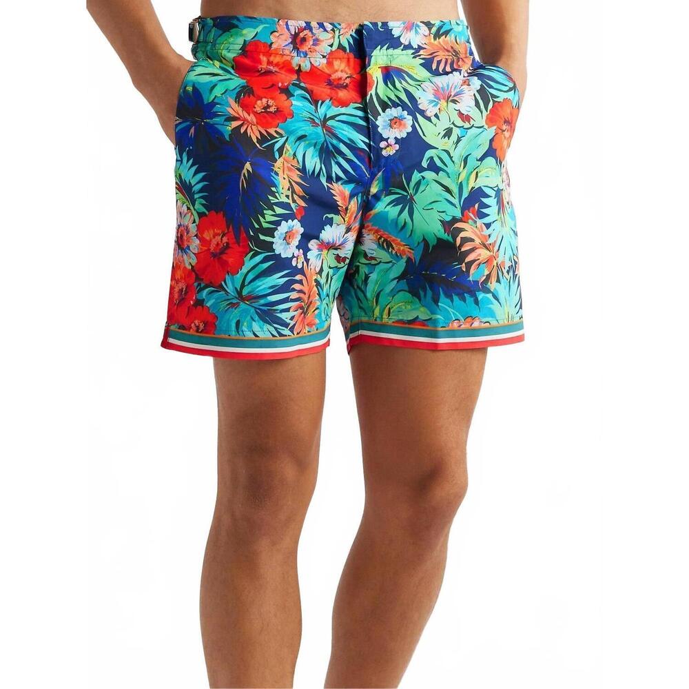 NEW ORLEBAR BROWN kid's mid-length floral-print swim shorts in multicolour